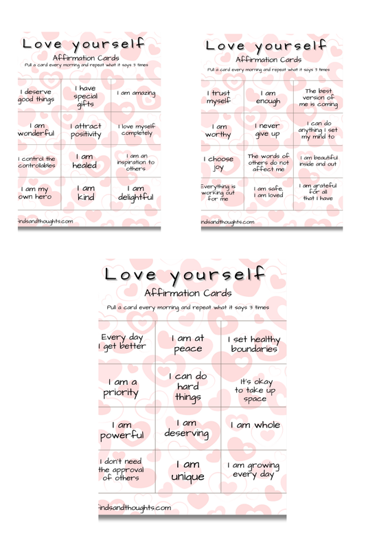 Love Yourself Affirmation Cards