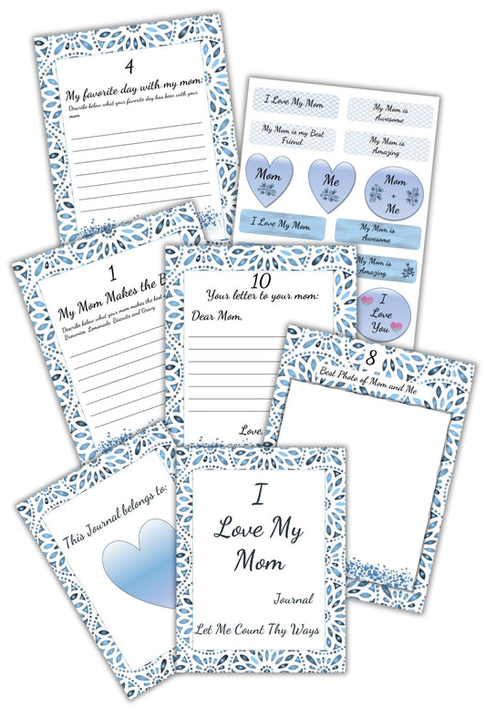 I Love My Mom Journal and Sticker Pack PLR