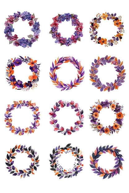 Colorful Wreaths AI Clipart PLR